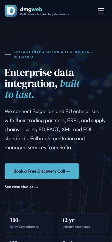 DMG EDIFACT public website on mobile